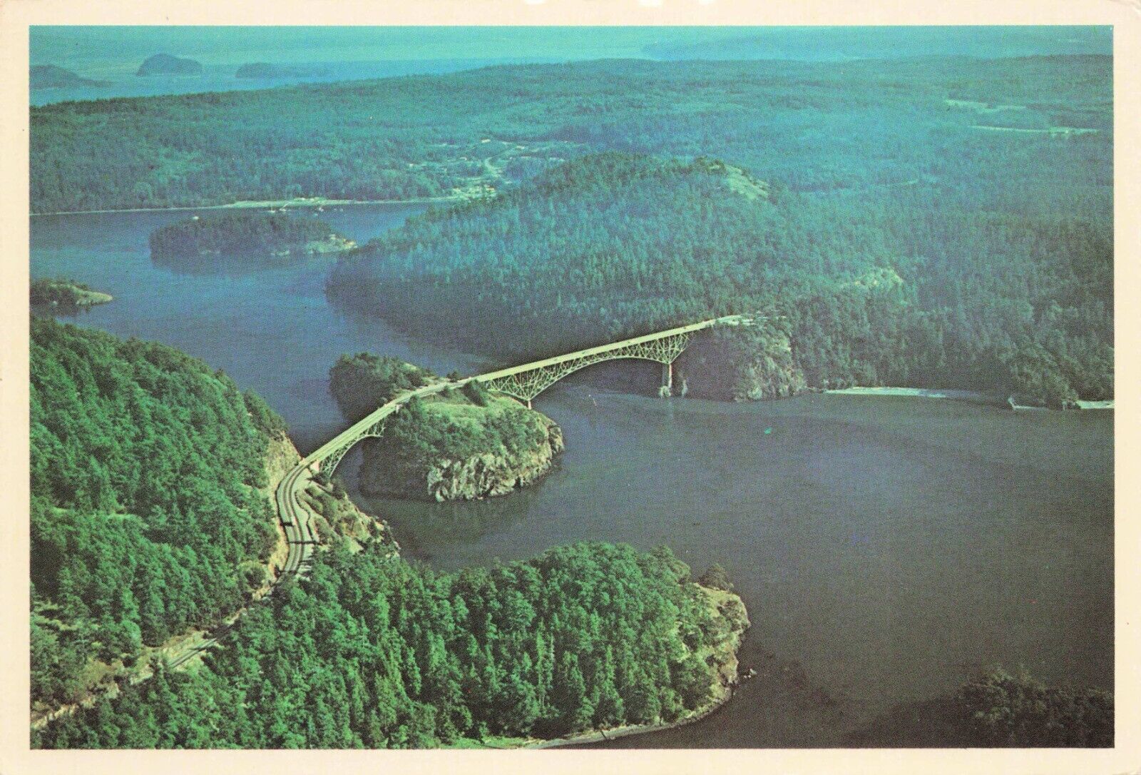 Washington State Canoe & Deception Pass Bridges Vintage Postcard Unposted