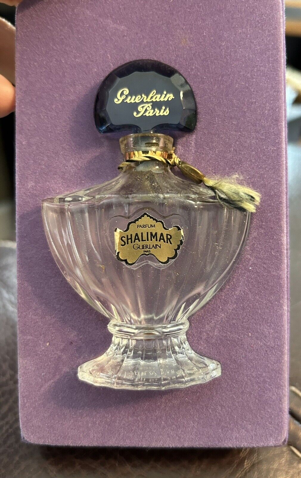 VTG Guerlain Shalimar Glass Perfume Bottle France EMPTY Baccarat Crystal? w/ Box