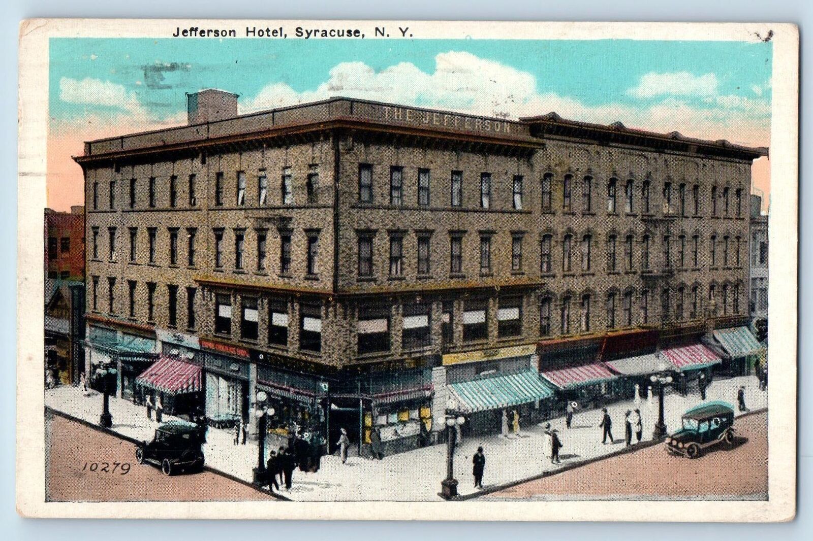 Syracuse New York NY Postcard Jefferson Hotel Building Exterior 1928 Antique