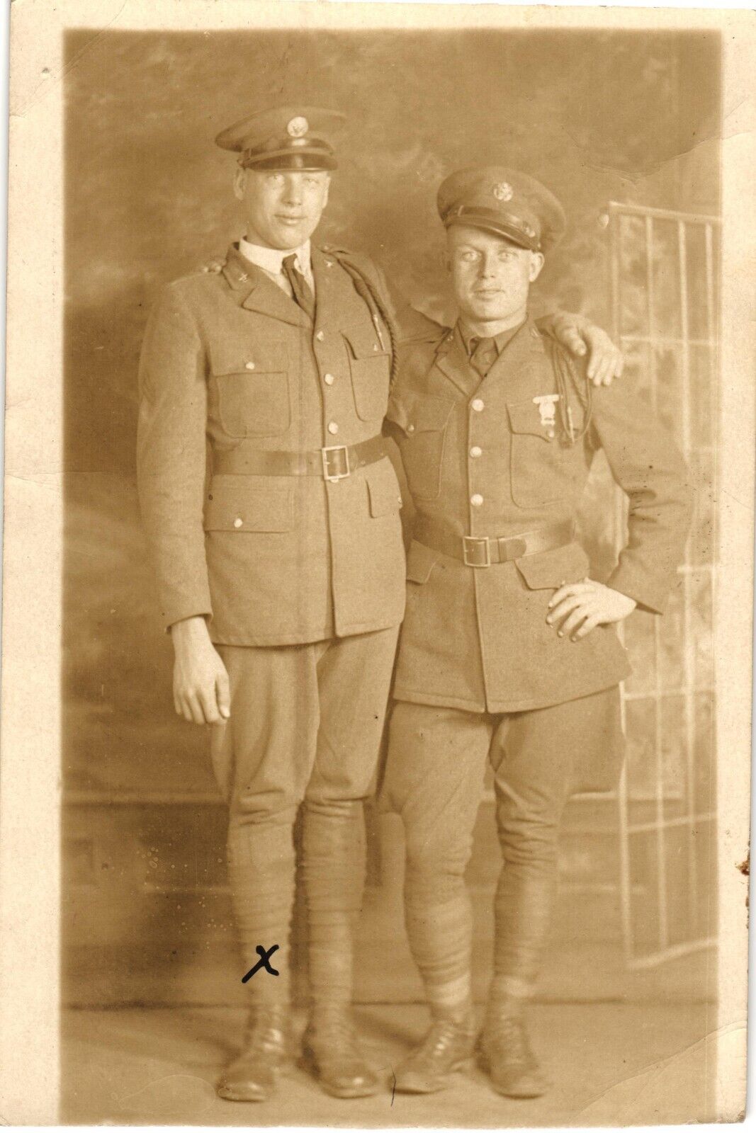 Two US Soldiers Friends RPPC Real Photo Unused Postcard c1920-30s
