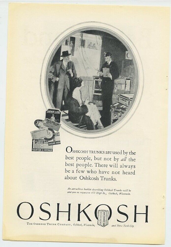 Oshkosh Trunks Used By the Best People 1925 Vintage Ad Oshkosh 