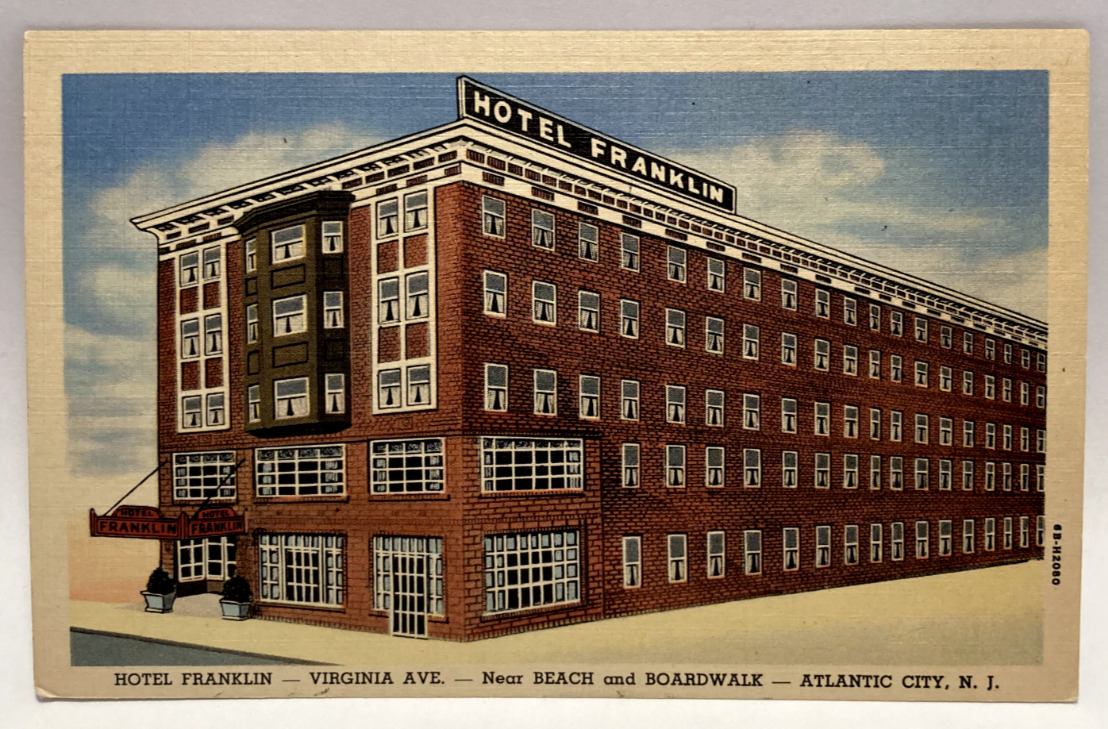 Hotel Franklin, Virginia Avenue, Atlantic City, New Jersey NJ Vintage Postcard