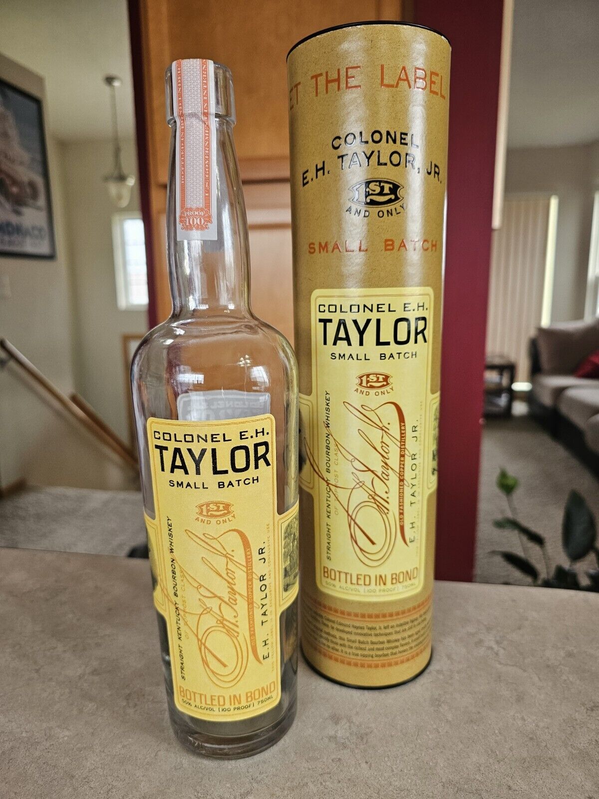 Colonel EH Taylor Small Batch Bourbon Whiskey Empty 750ml Bottle and Tube