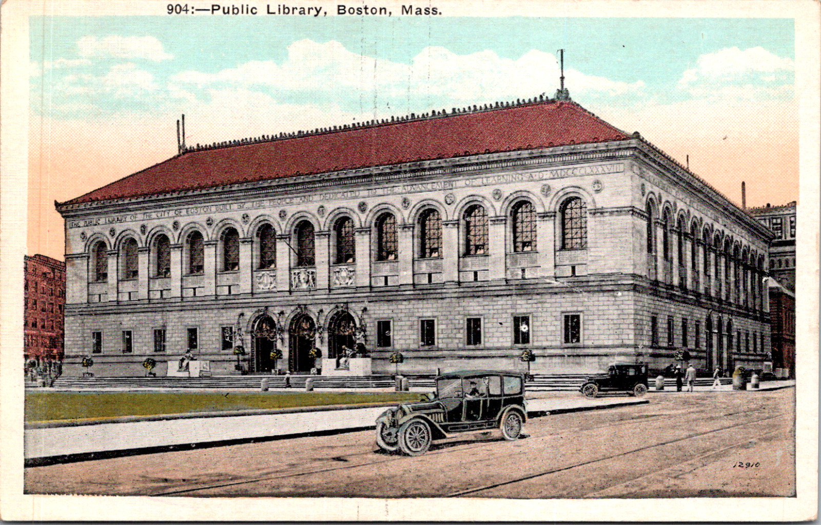 Boston Massachusetts MA Old Public Library Vintage c 1920\'s Postcard