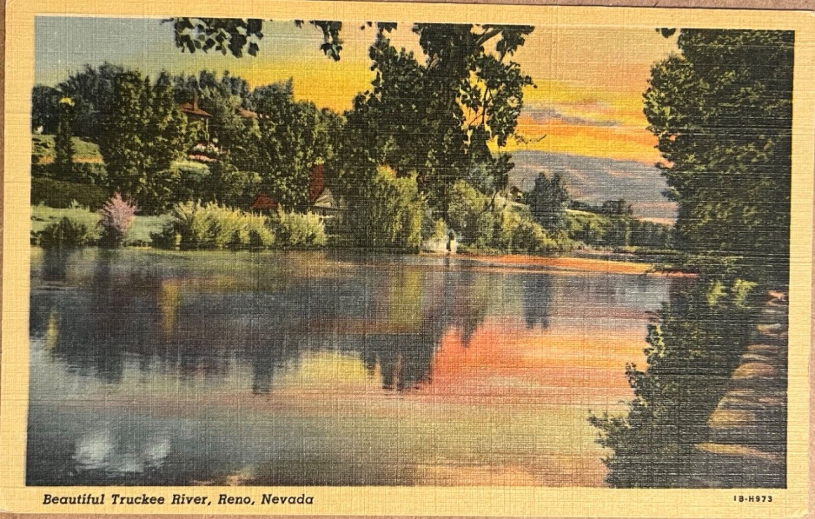 Reno Nevada Truckee River Scenic View Postcard 1941