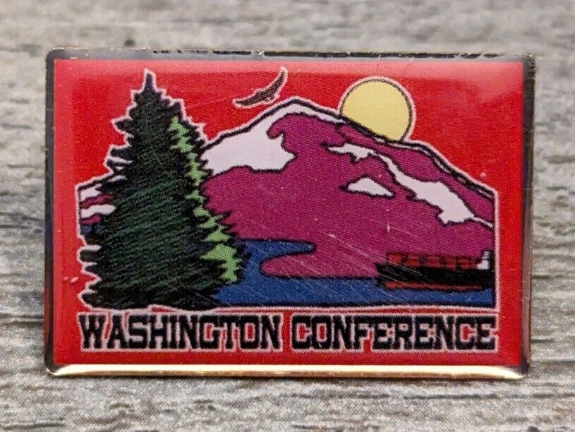 Washington Conference Mountain Skyline Sunset Vintage Lapel Pin Travel Souvenir