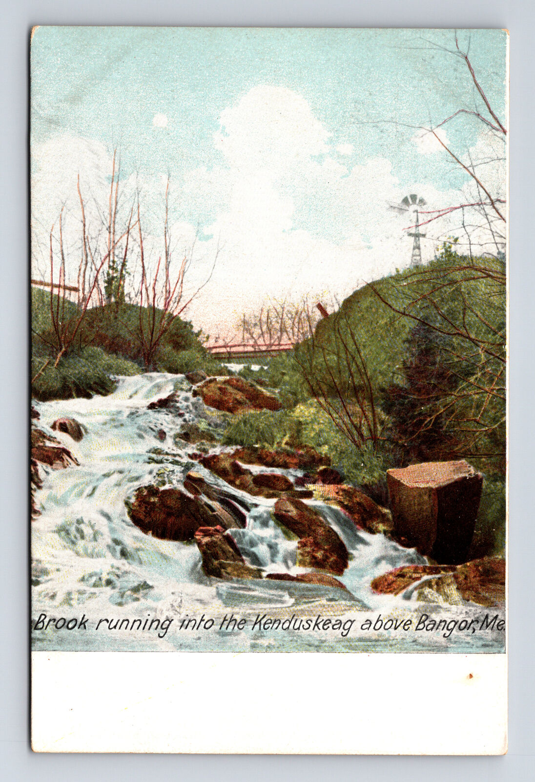 Scenic View Brook Running into Kenduskeag River Above Bangor Maine ME Postcard