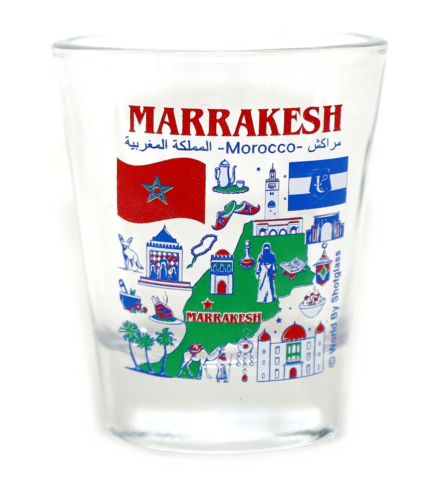 Marrakesh Morocco Landmarks and Icons Collage Shot Glass