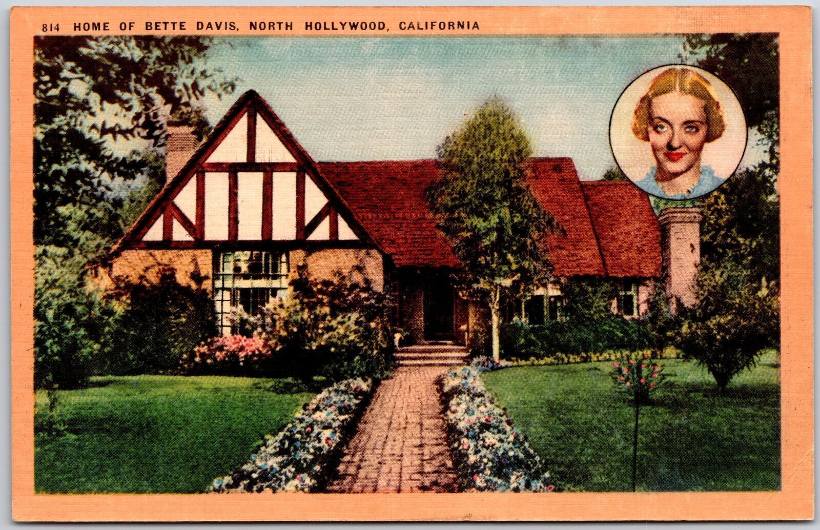 Home Of Bette Davis North Hollywood California CA Entrance Landscape Postcard