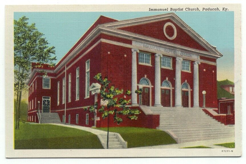 Paducah KY Immanuel Baptist Church Linen Postcard Kentucky