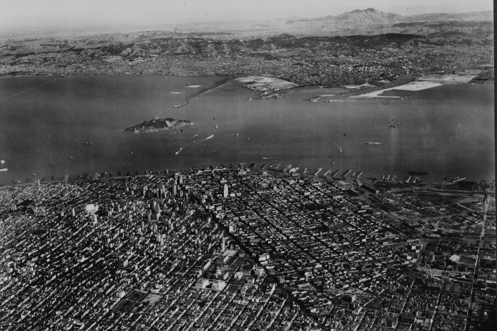 Old 4X6 Photo, 1930's Aerial view San Francisco, Oakland and Berkeley 2001695055