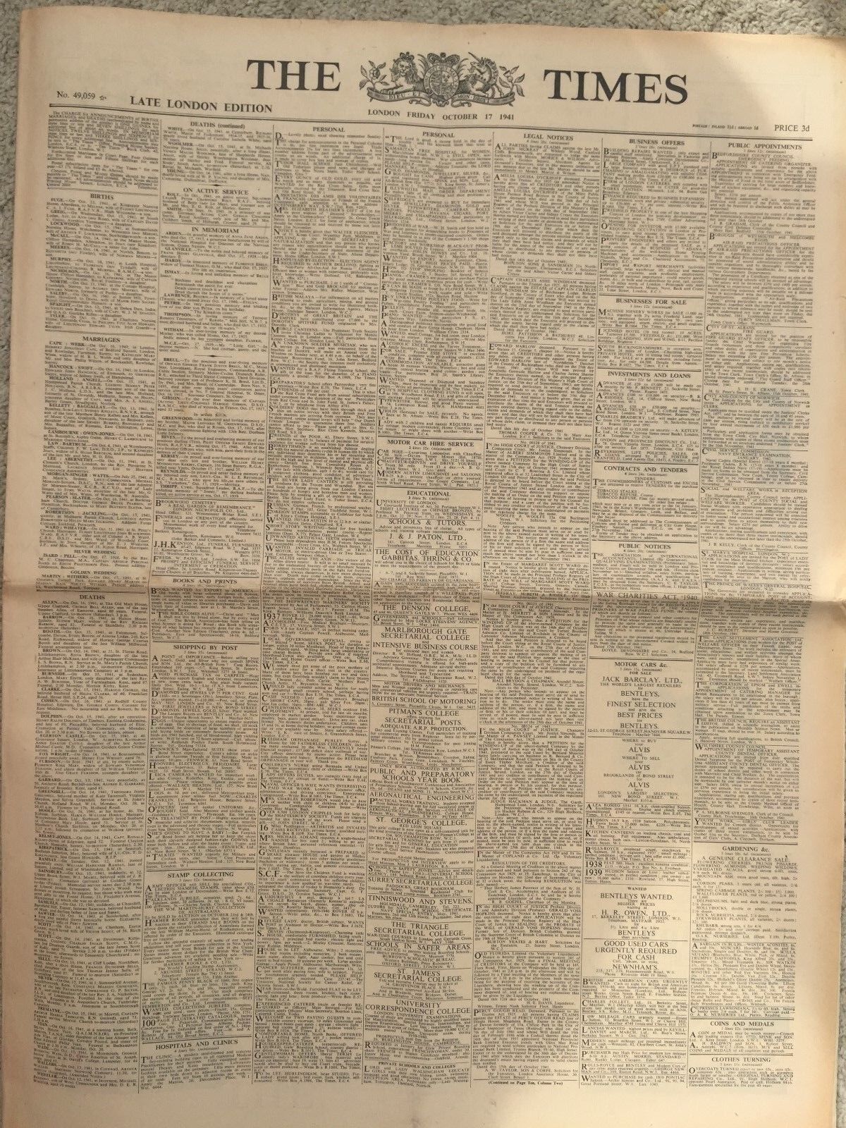 The Times Newspaper 27th May 1944