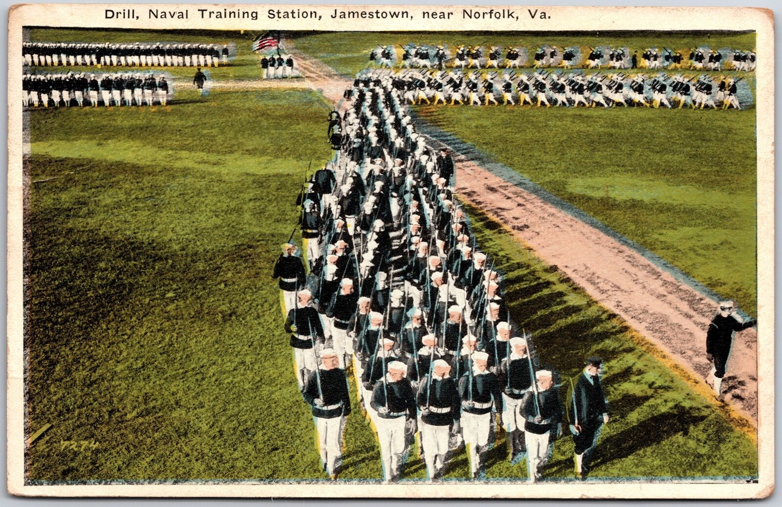 Norfolk Virginia VA, 1942 Drill Naval Training Station, Jamestown, Postcard