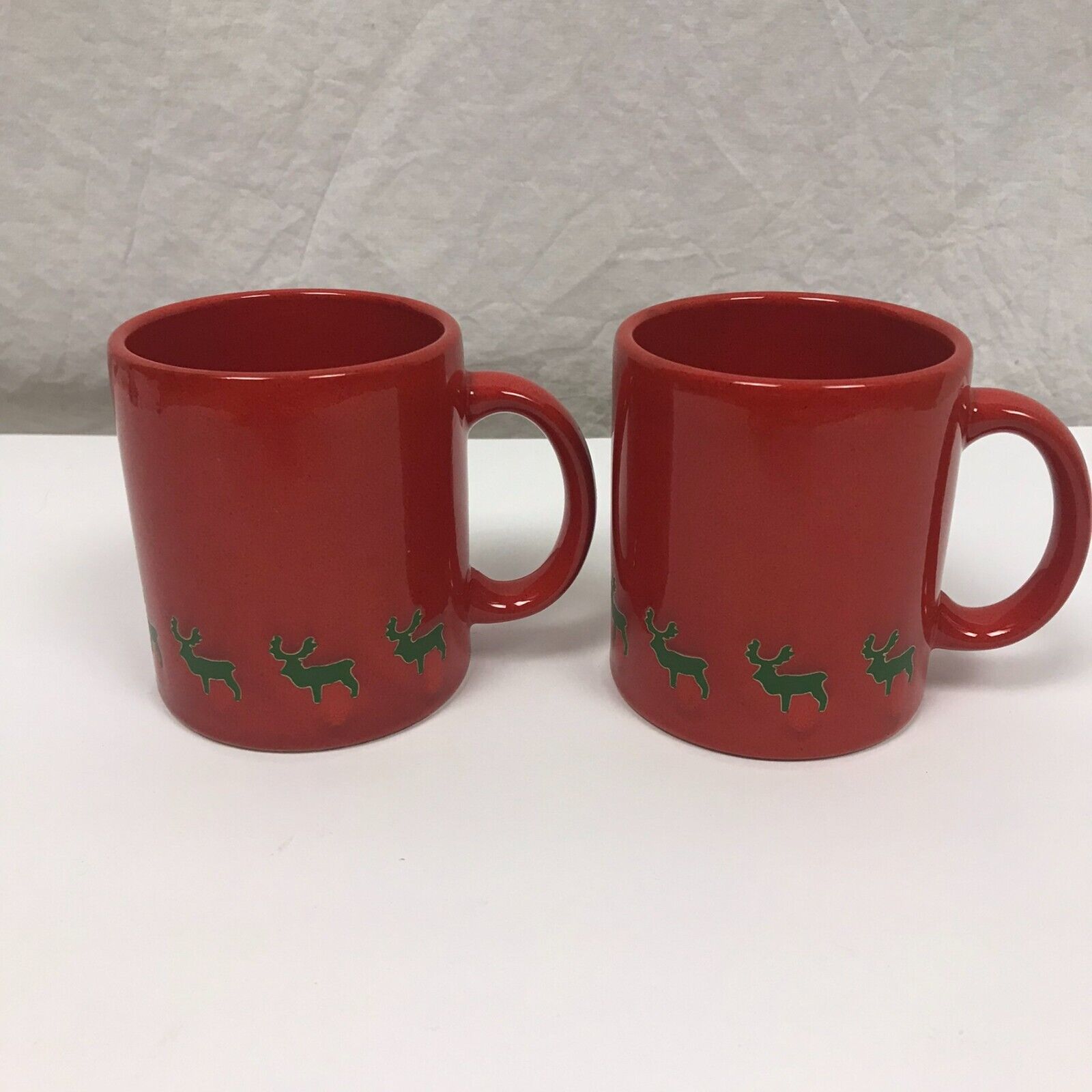 VTG Lot of 2 Waechtersbach Reindeer Collectible Coffee Mugs Cups Red Green Spain