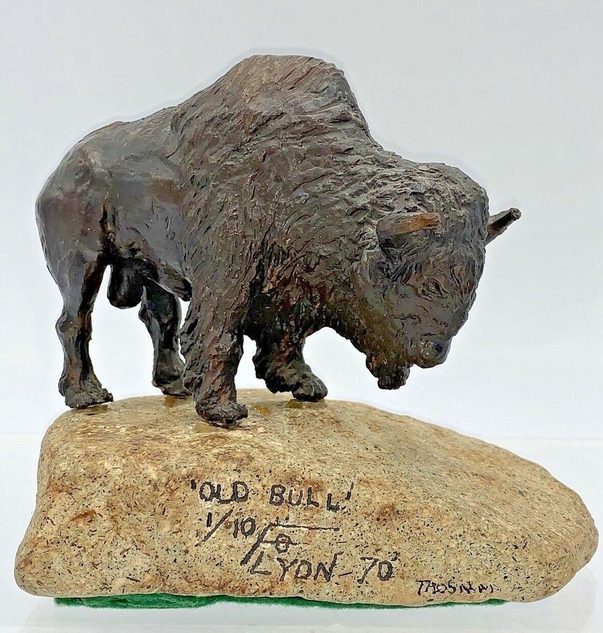 Frank O Lyon “Old Bull” 1/10 Bronze Statue 1970 Taos New Mexico LISTED ARTIST