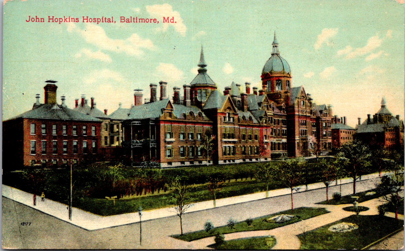 Vintage 1910's John Hopkins Hospital Landscape, Baltimore Maryland MD Postcard