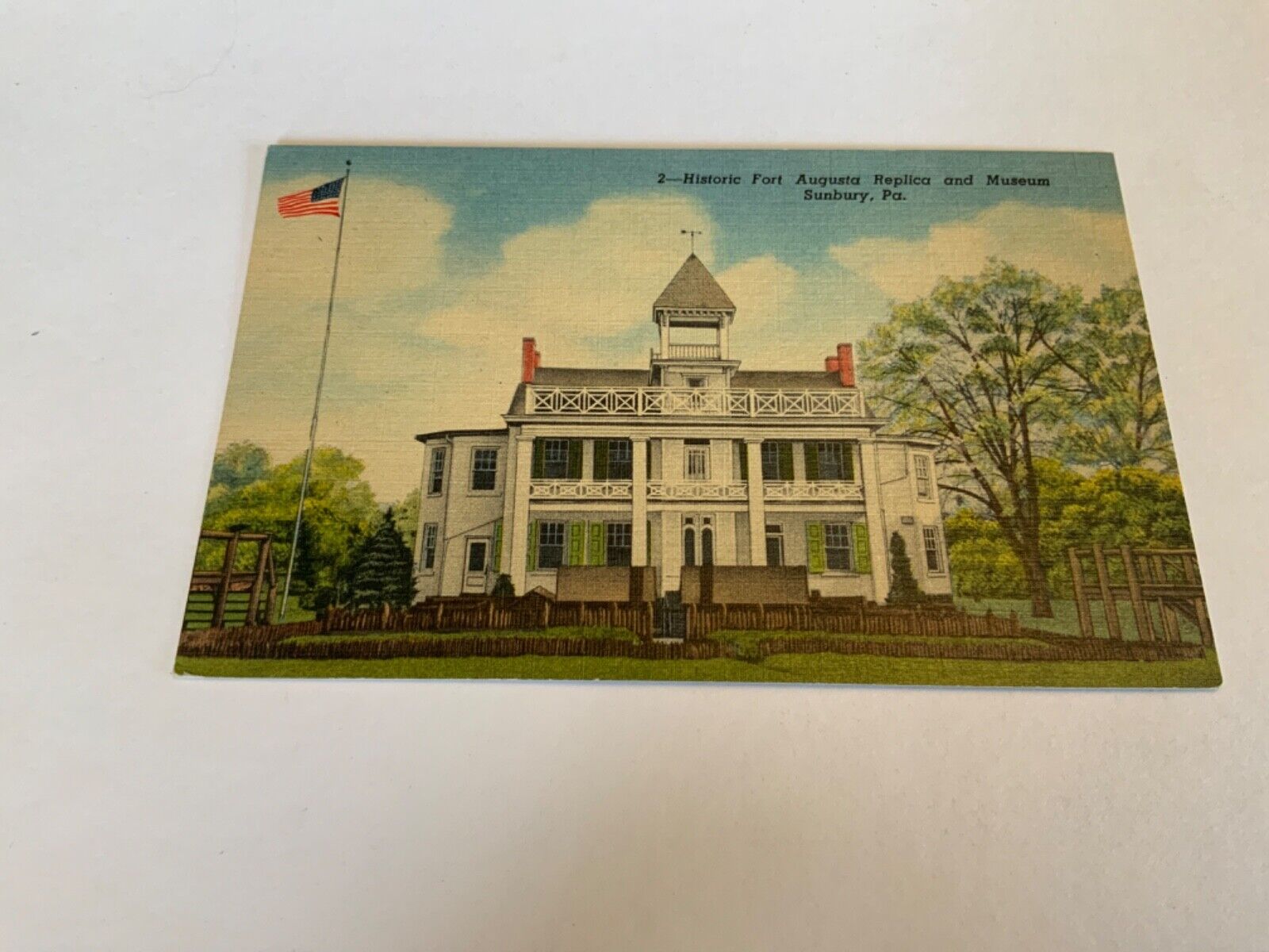 Sunbury, Pa. ~ Historic Fort Augusta Replica and Museum -  Vintage Postcard