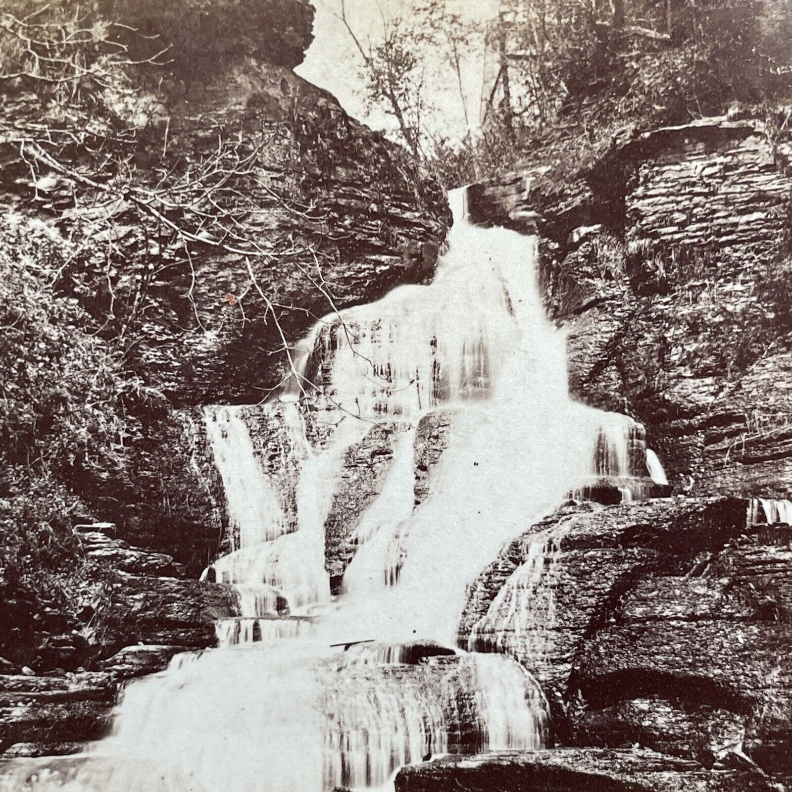 Antique 1870s Leatherstocking Falls Cooperstown NY Stereoview Photo Card V523