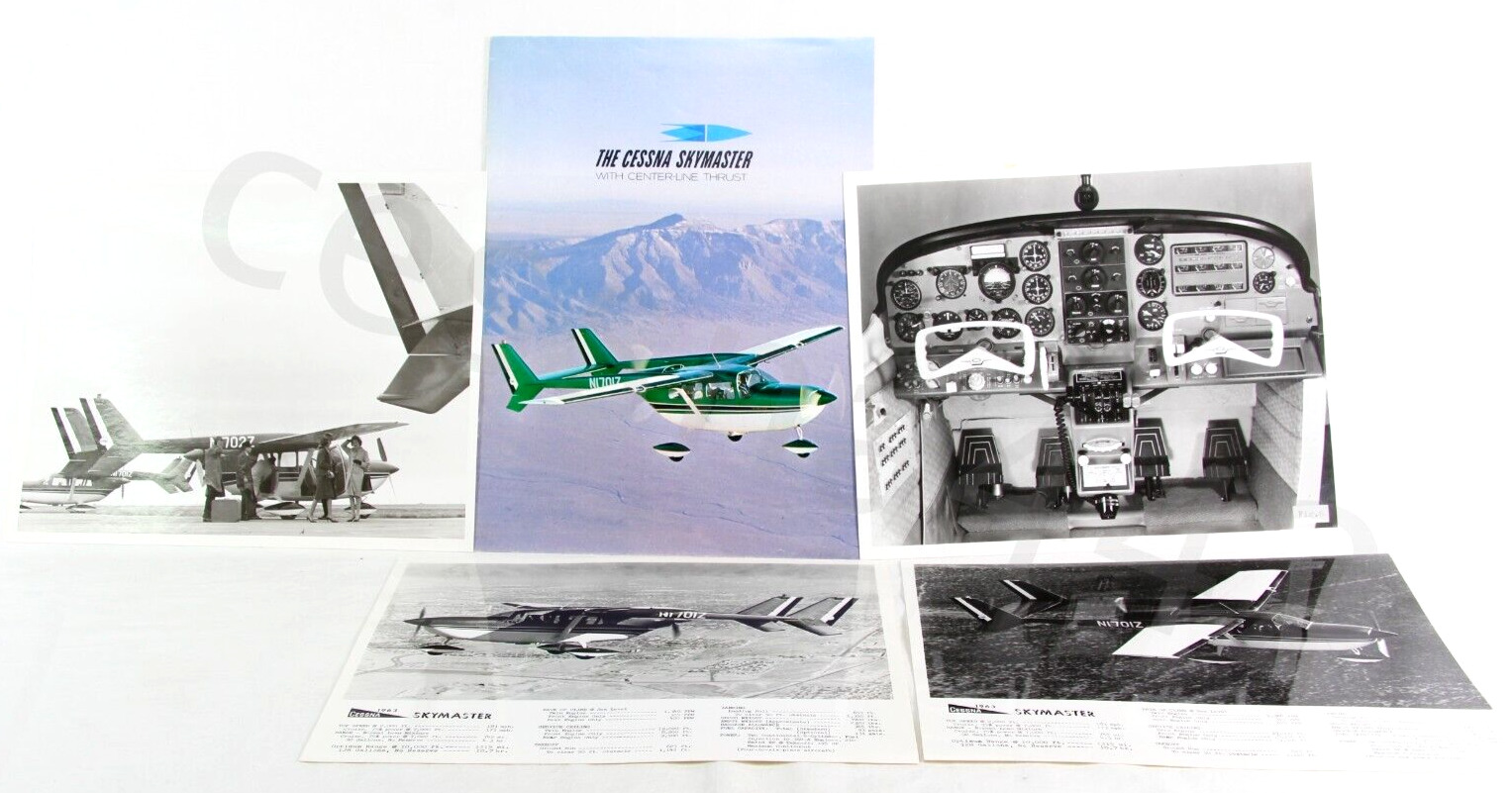 CESSNA SKYMASTER Brochure 12 Pages & 4 Factory Photos LOT OF 5 Vintage 1963