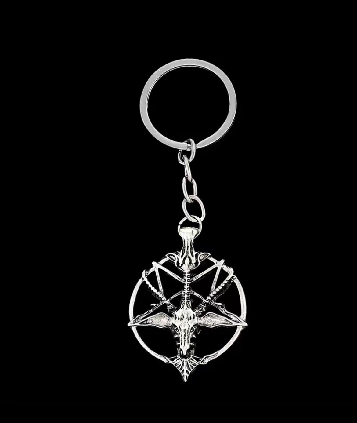 Satanic Temple Goat Pentagram Pendent  Key Chain with Pouch 