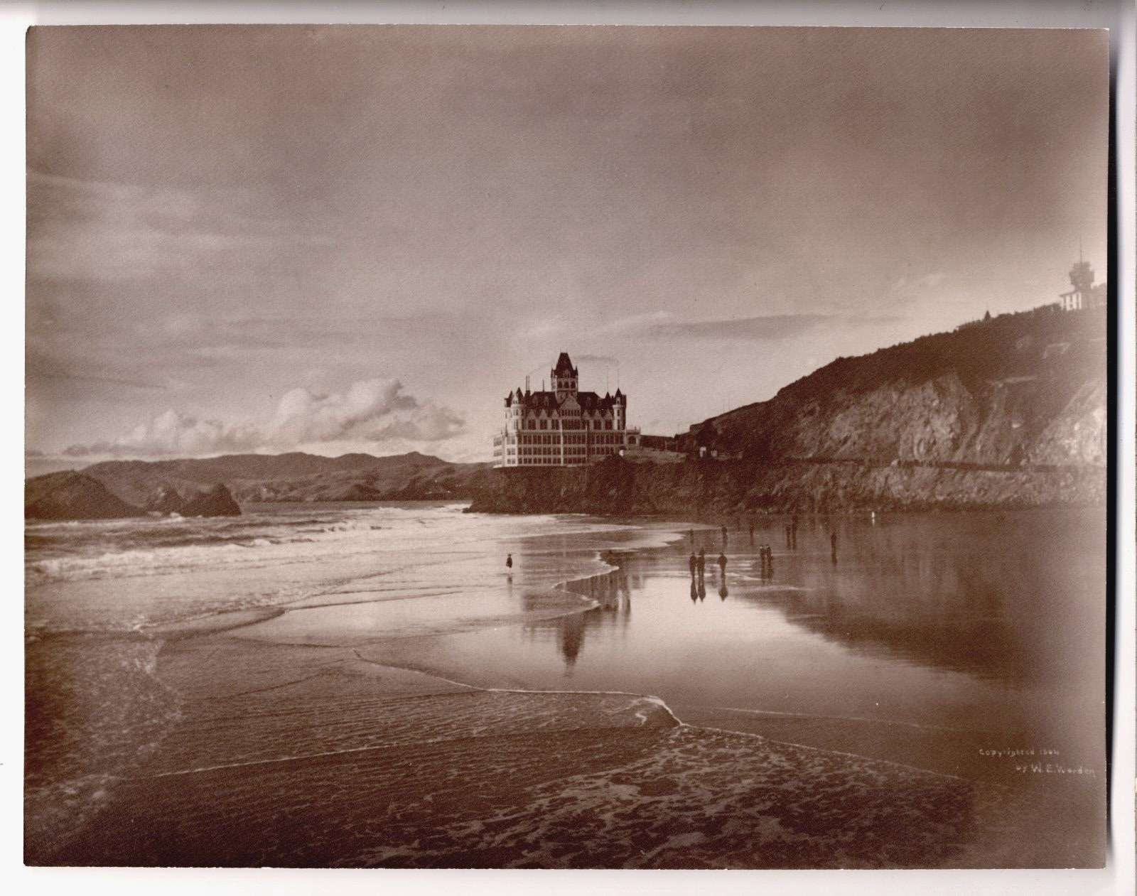 c.1900 SAN FRANCISCO VICTORIAN CLIFF HOUSE REFLECTION in OCEAN SURF~11x14\