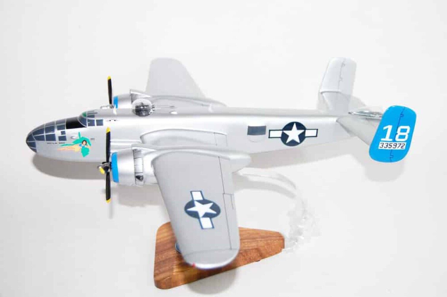 “Maid in the Shade” North American B-25 Mitchell Model, 1/45th Scale, Mahogany
