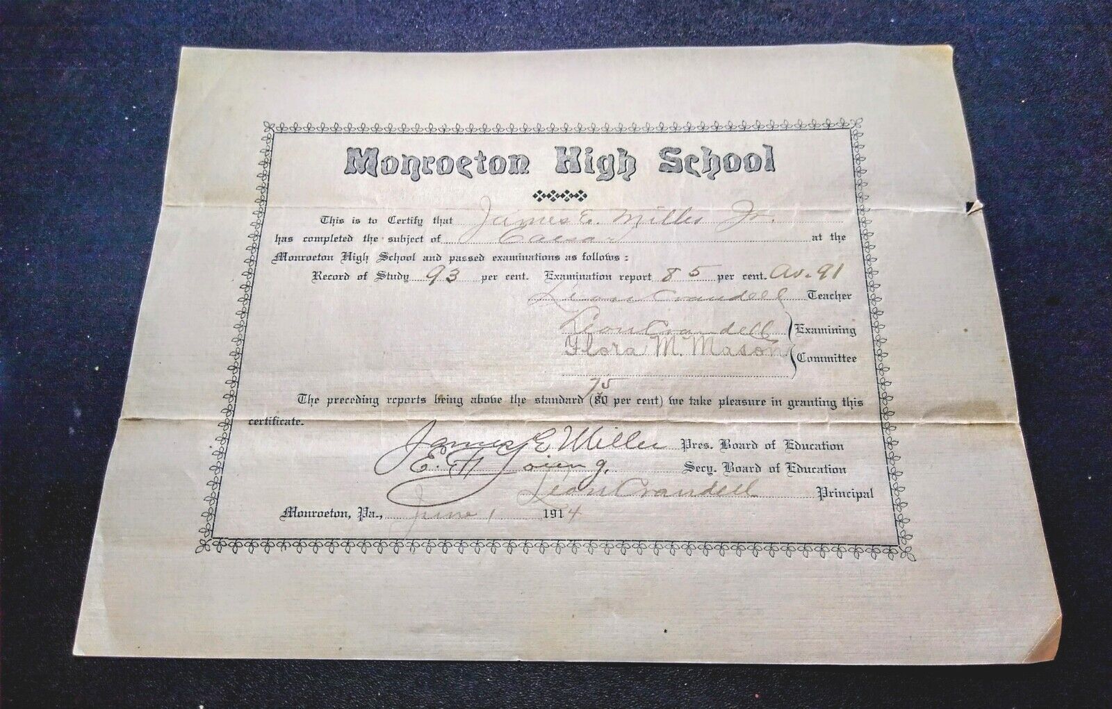 1914 MONROETON PA. HIGH SCHOOL \