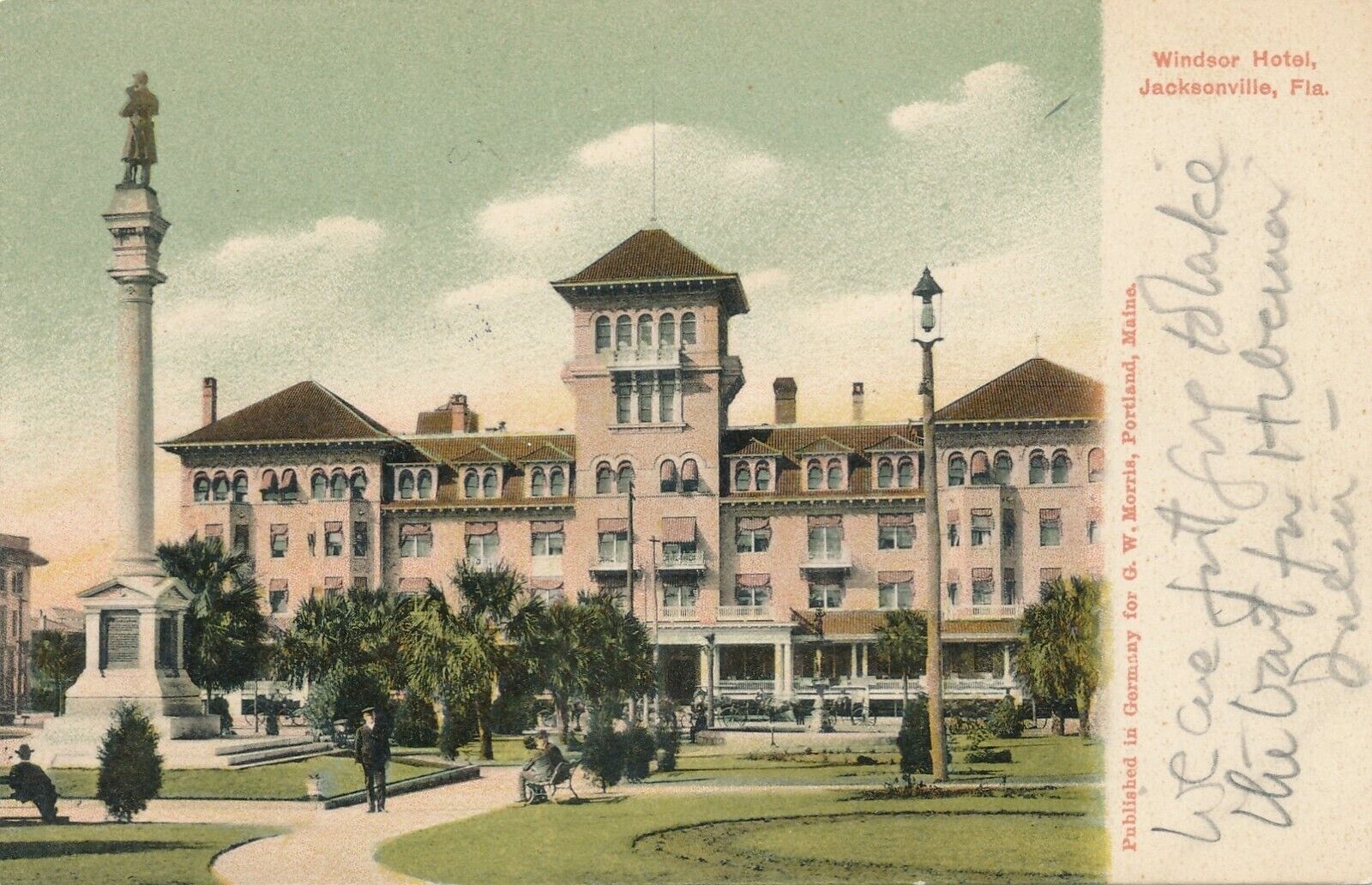 JACKSONVILLE FL – Windsor Hotel showing Monument – udb – 1907