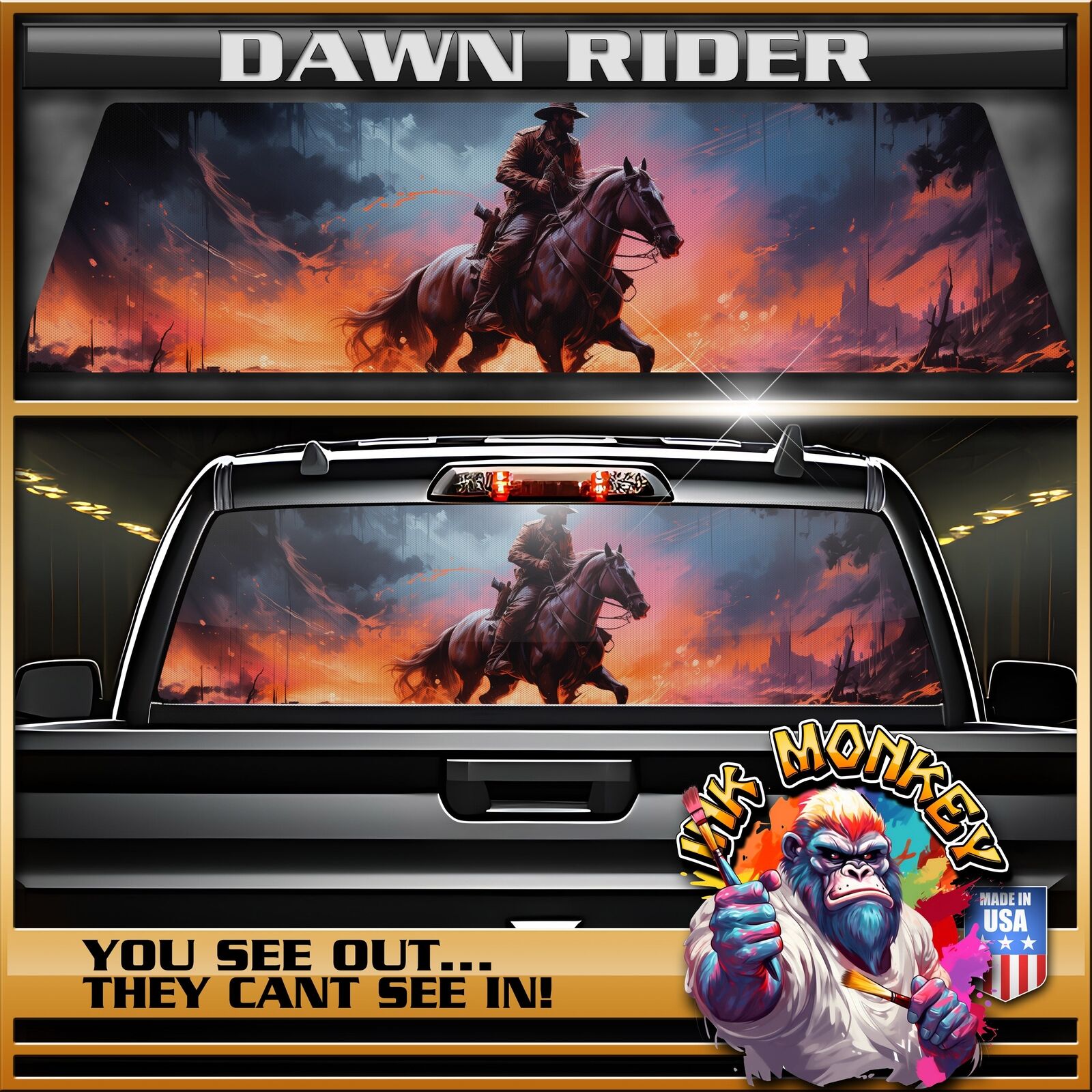 Dawn Rider - Truck Back Window Graphics - Customizable
