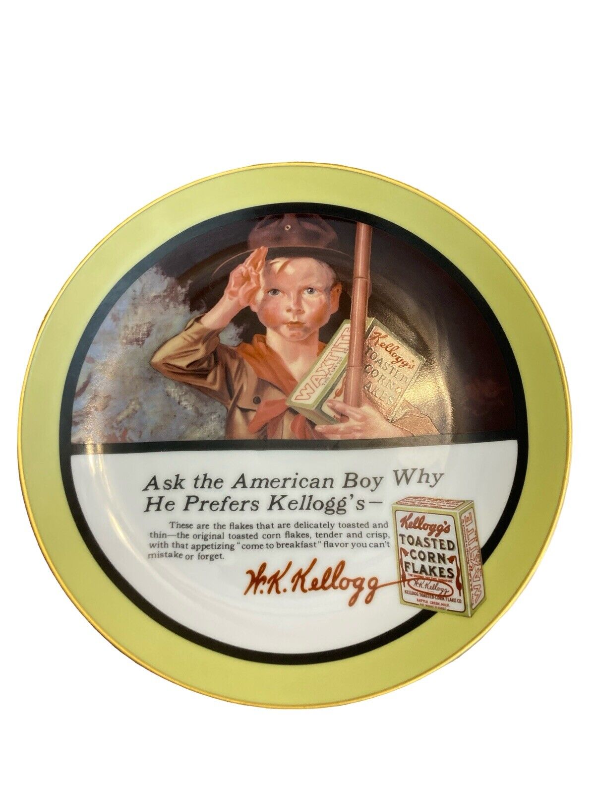 KELLOGG\'S Nostalgia Collection American Boy Plate. First Print 1917