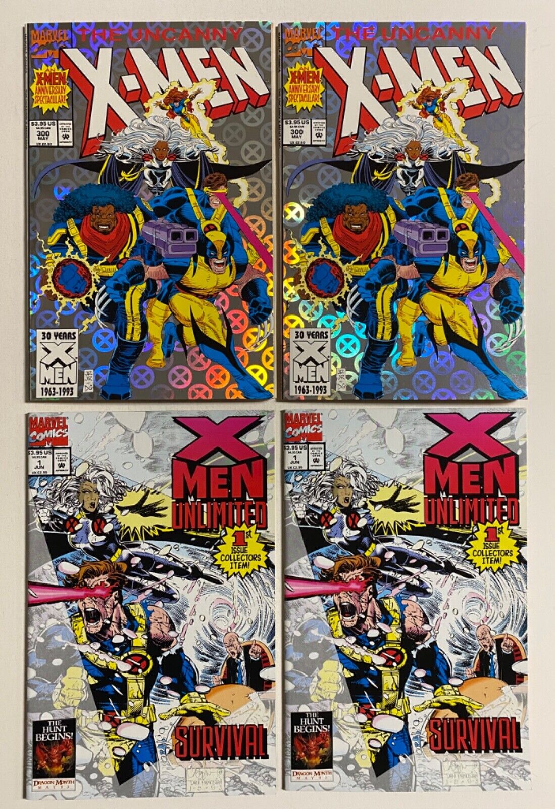 THE UNCANNY X-MEN  #300  ( x2 ) ,  X-MEN UNLIMITED  #1  ( x2 ) (lot of 4 comics)