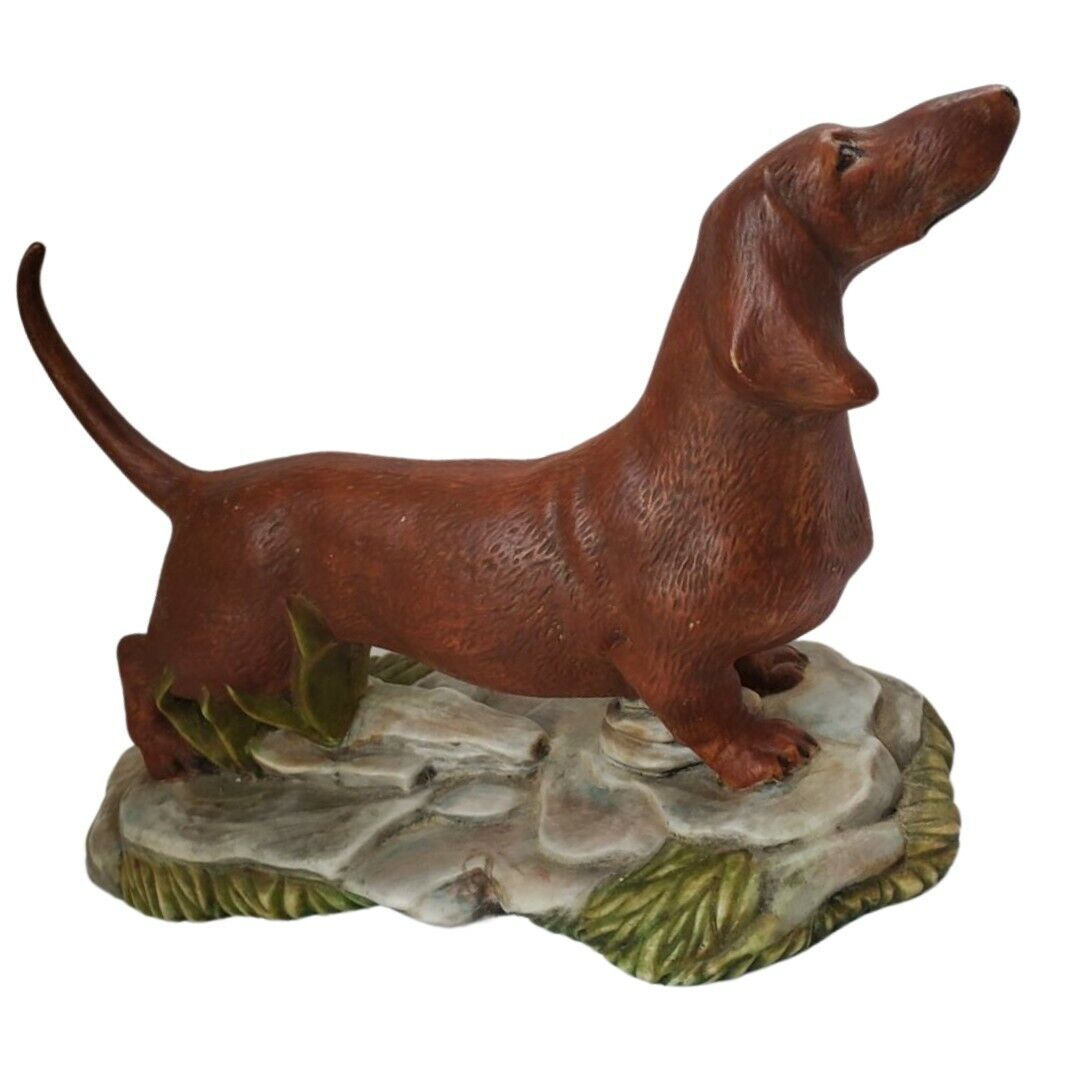 Vintage Dachshund Wiener Dog Standing on Rocks Figurine 1989