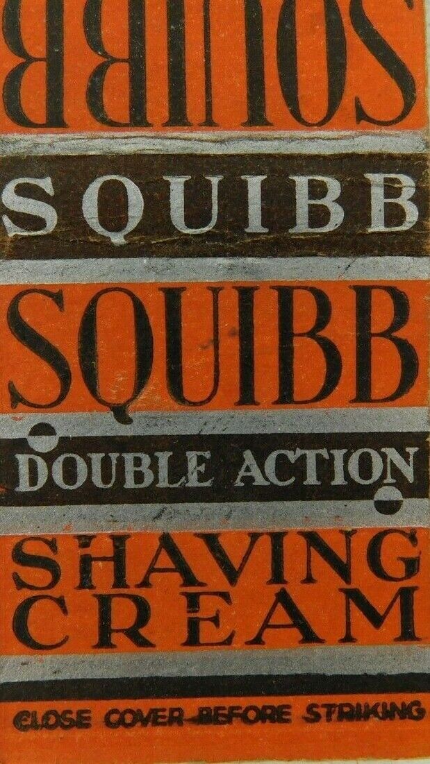Squibb Double Action Shaving Cream Vintage Matchbook Cover