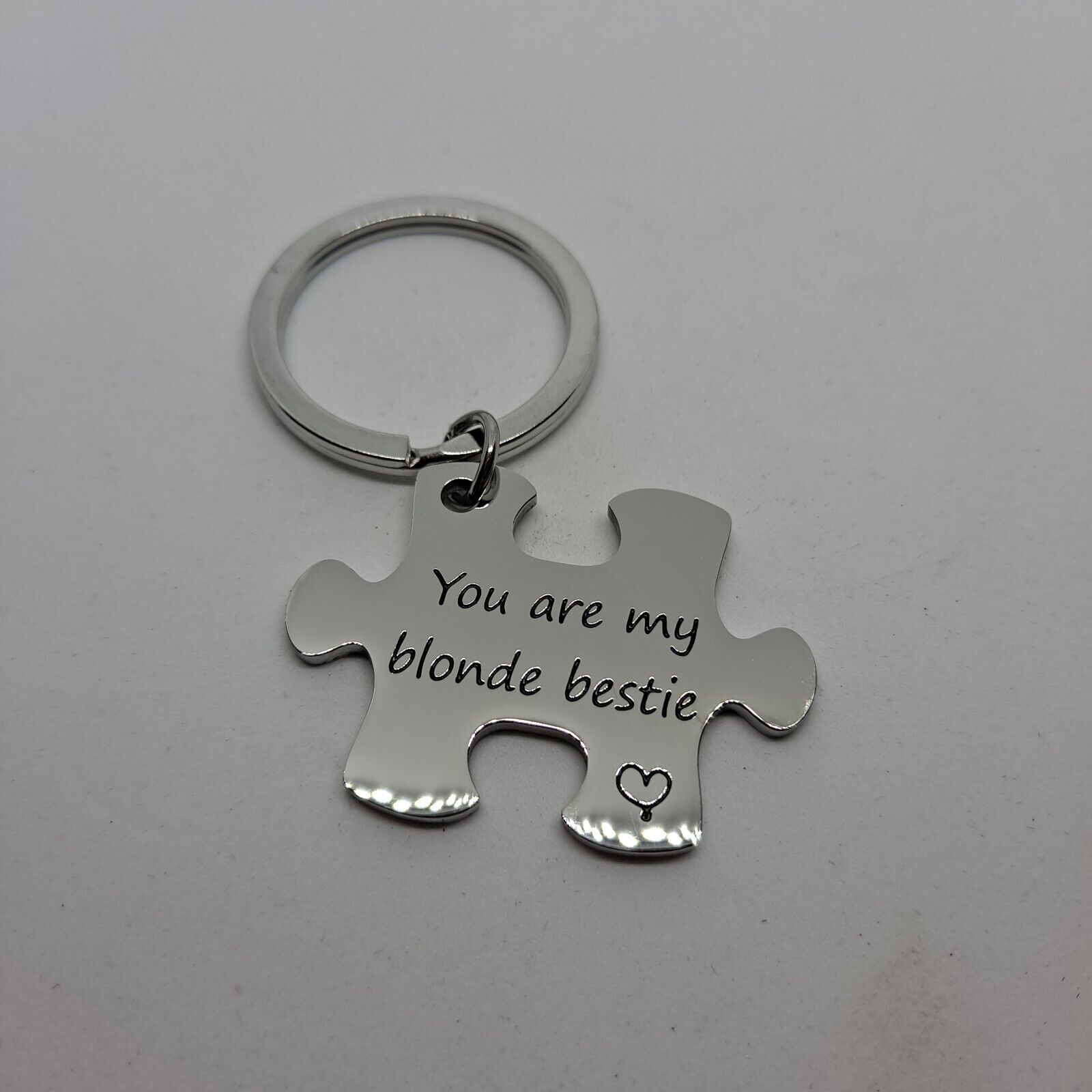 Keychain Blonde Bestie Puzzle Piece Jigsaw Key Ring Love Gift silver