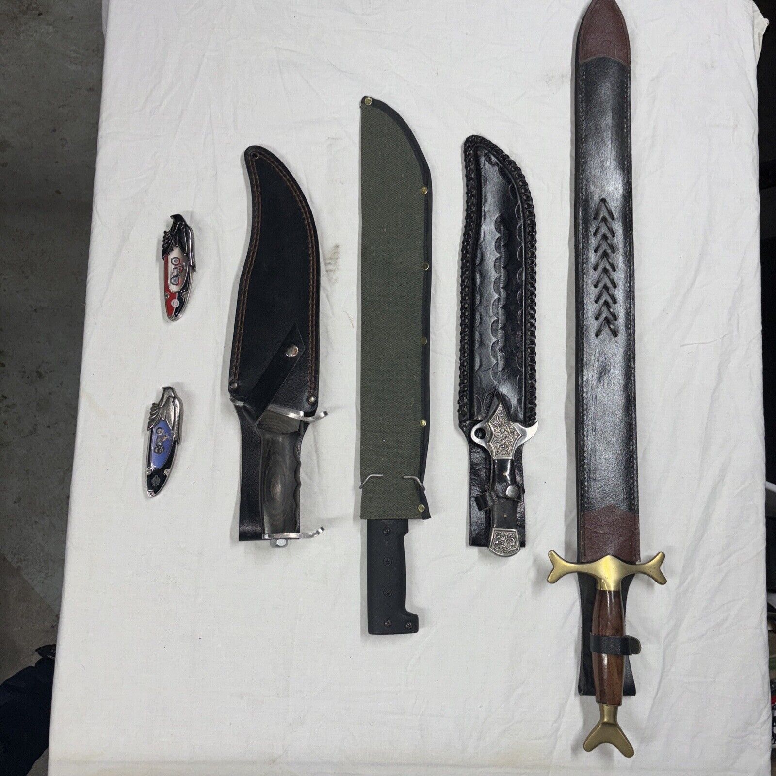 Collection/Lot/bundle Of Knives And A Sword