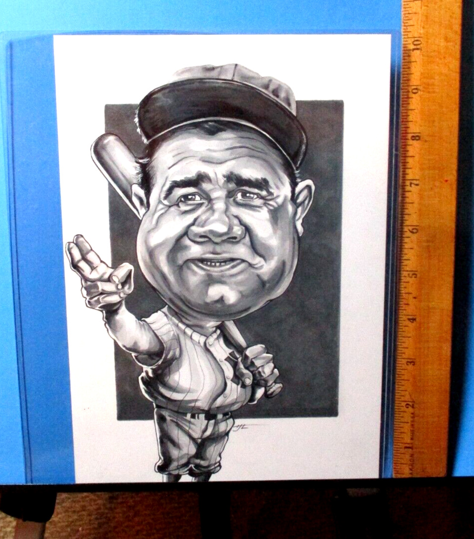 Babe Ruth Crazy Caricatures Cards Original Hand Drawn art 1/1 Levandoski  7\