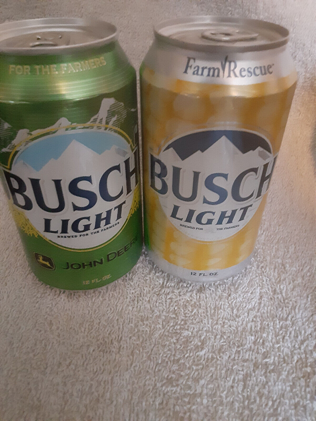 2 DIFF BUSCH FARMERS ALUMINUM  BEER CAN CANS EMPTY DOW