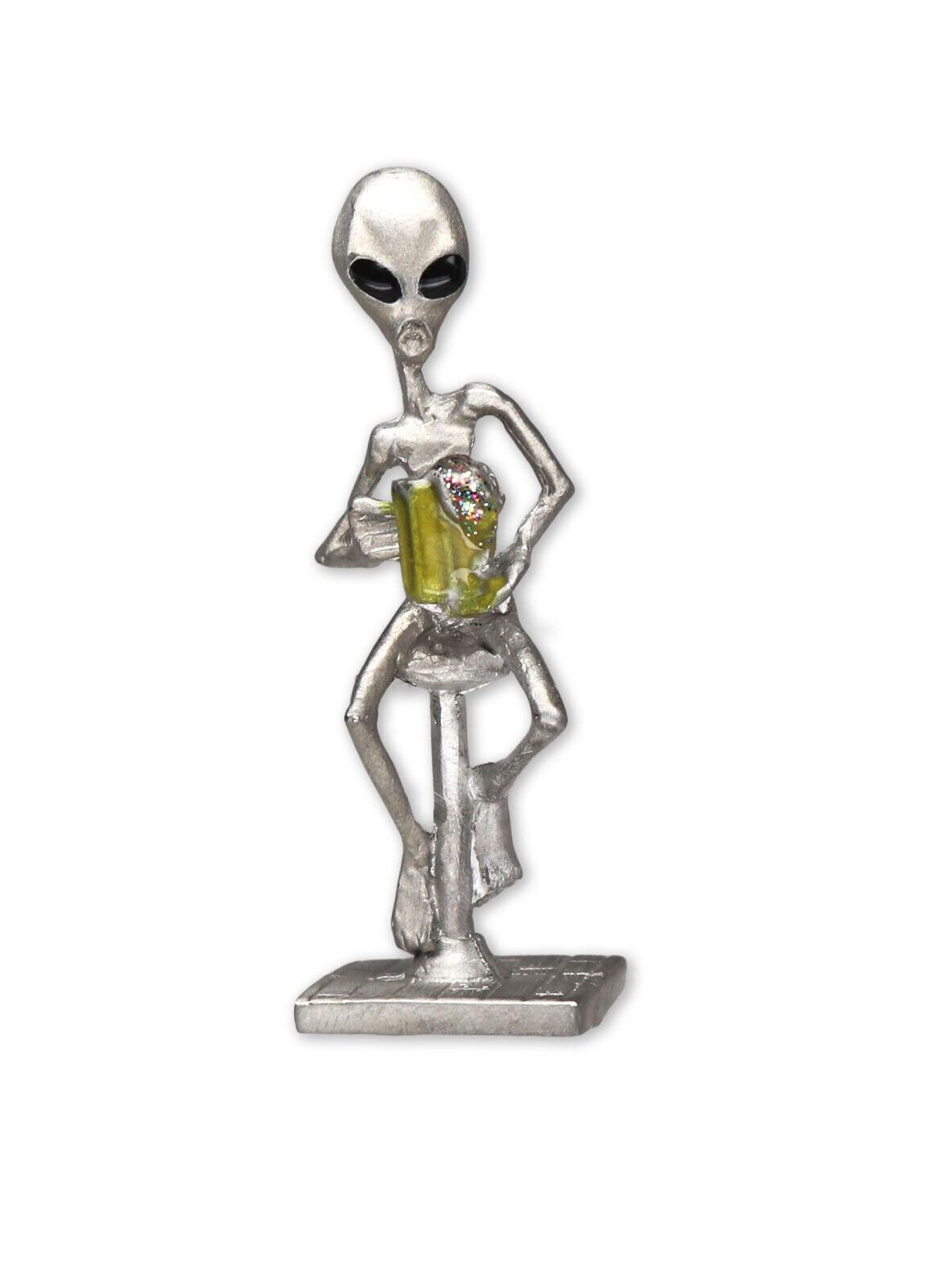 Real Metal Party Time UFO Alien with Mug of Beer Pewter Statue  S-009