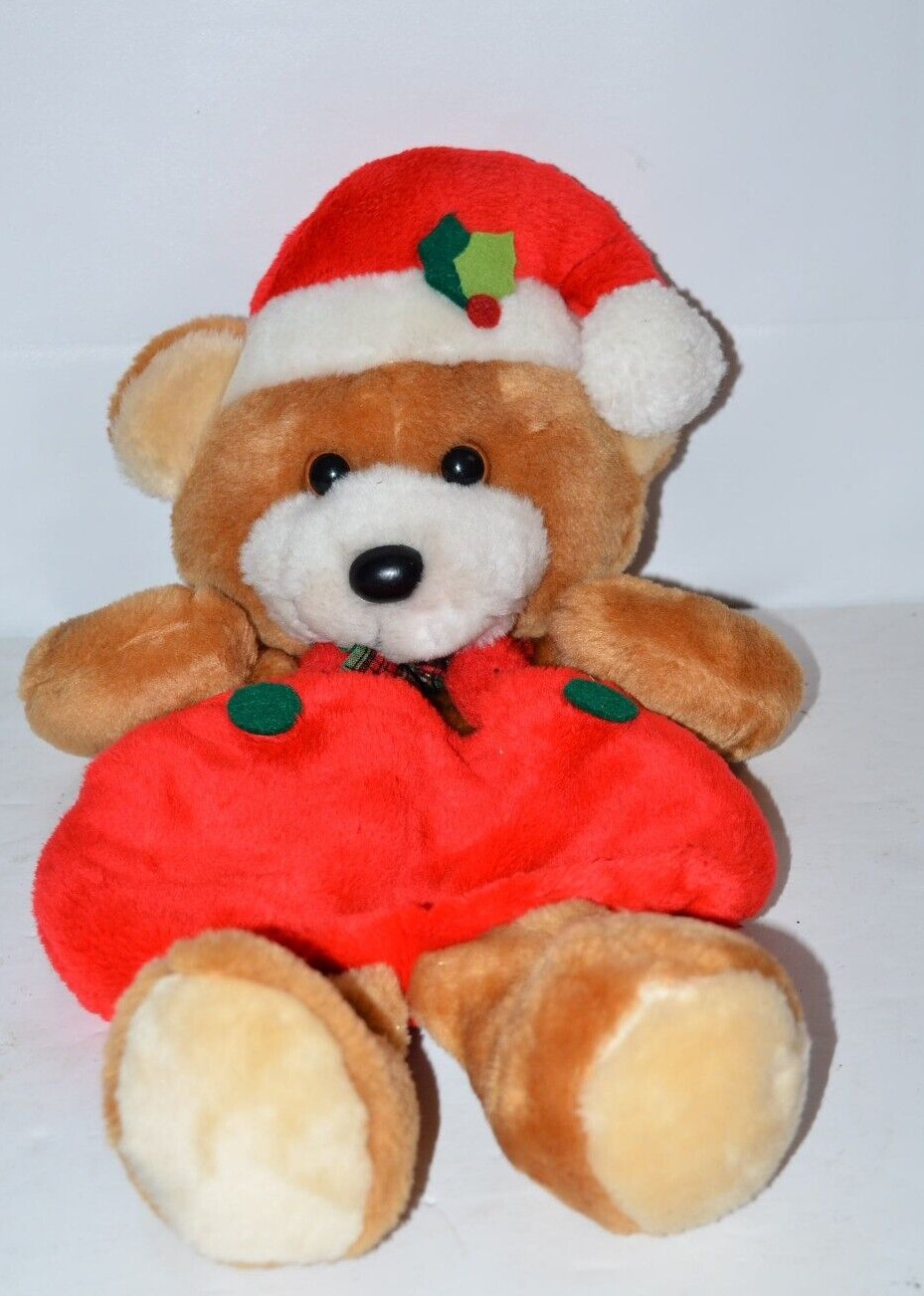 Vtg Santa’s Best Rennoc Teddy Bear Plush Christmas Stocking 3D Overalls 18\