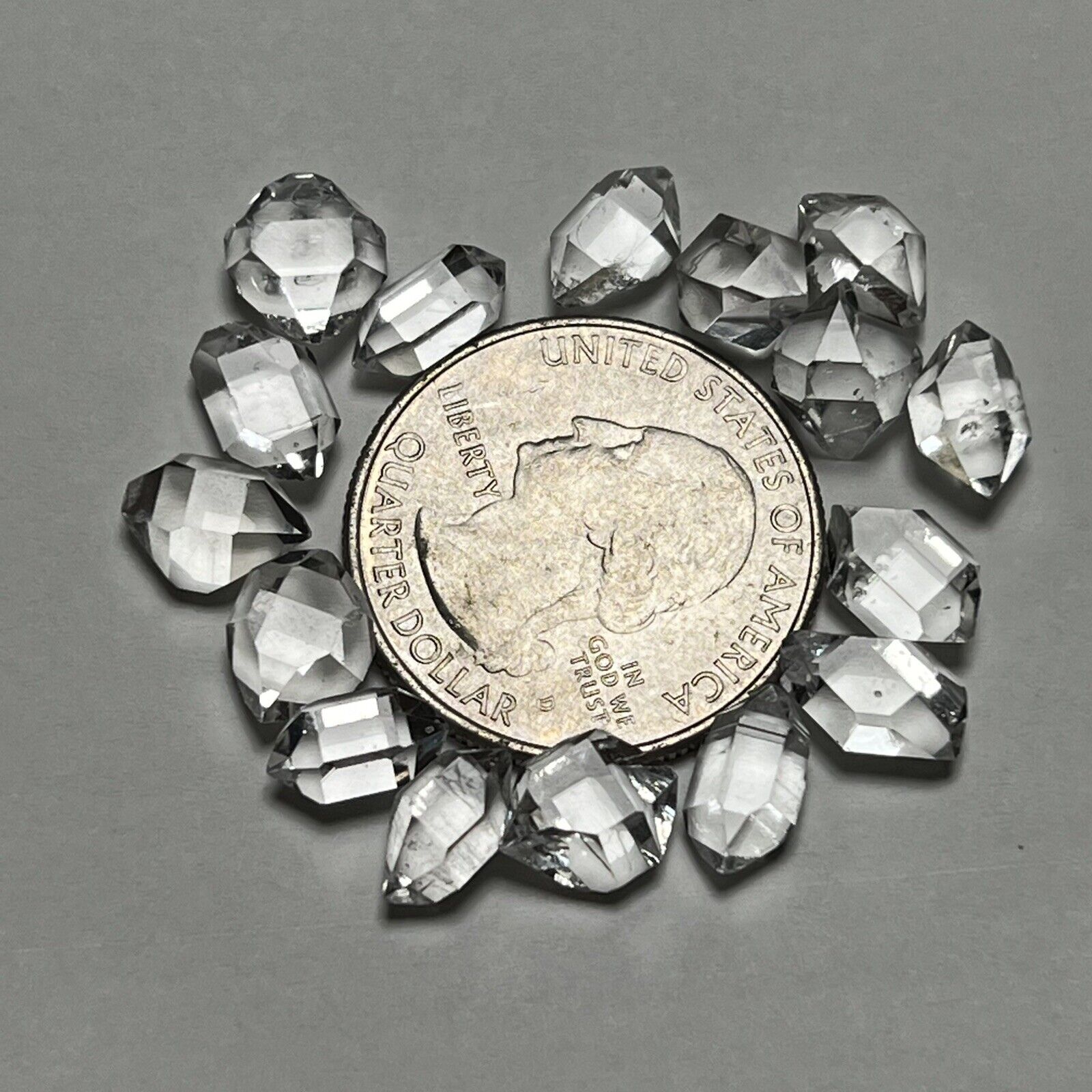 6 x Herkimer diamond quartz crystals 9-10mm