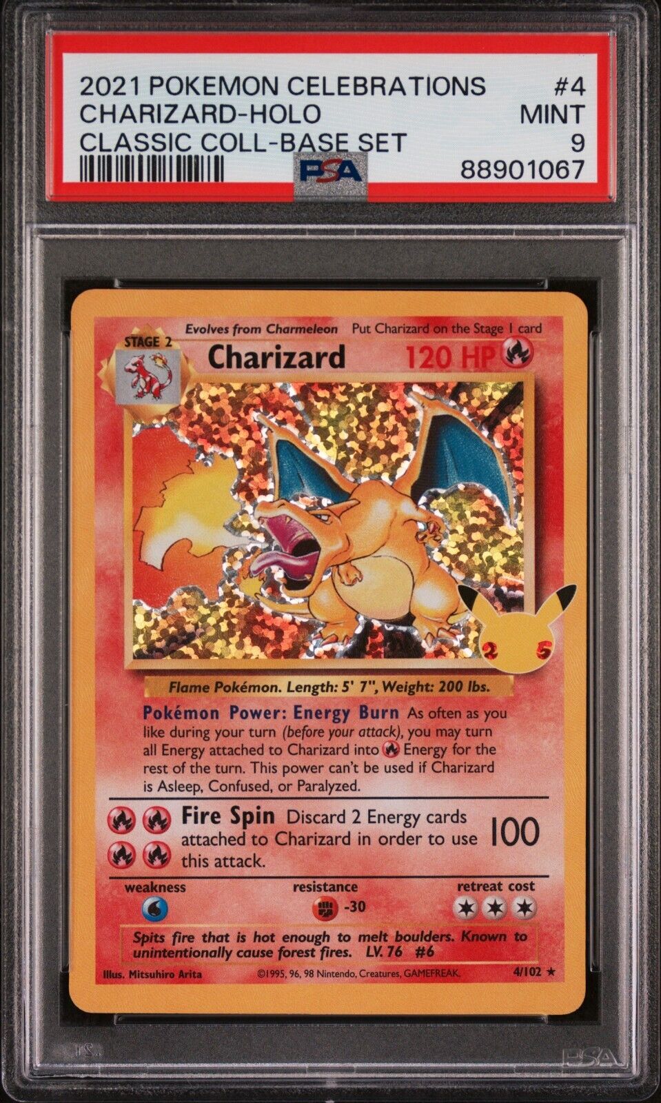 PSA 9 Charizard Holo 2021 Pokemon Card 4/102 Celebrations