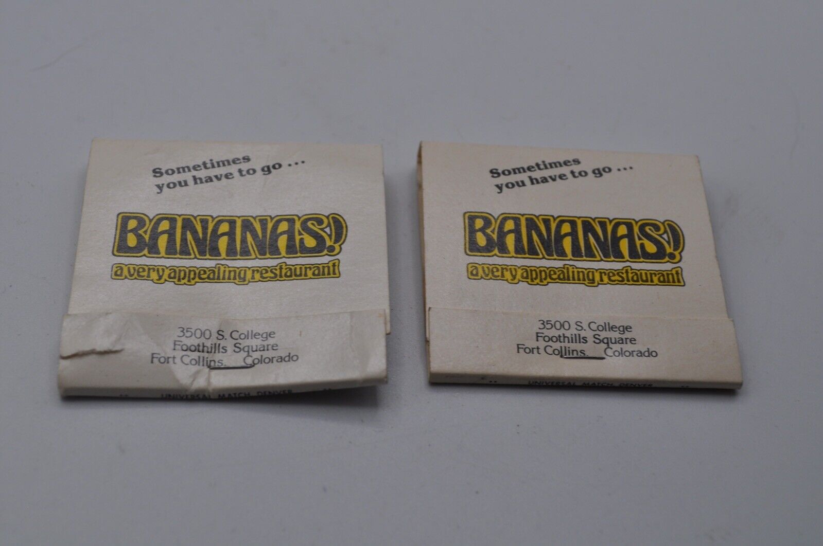 Vintage Matchbook Banana’s A Very Appealing Restaurant Ft. Collins Colorado