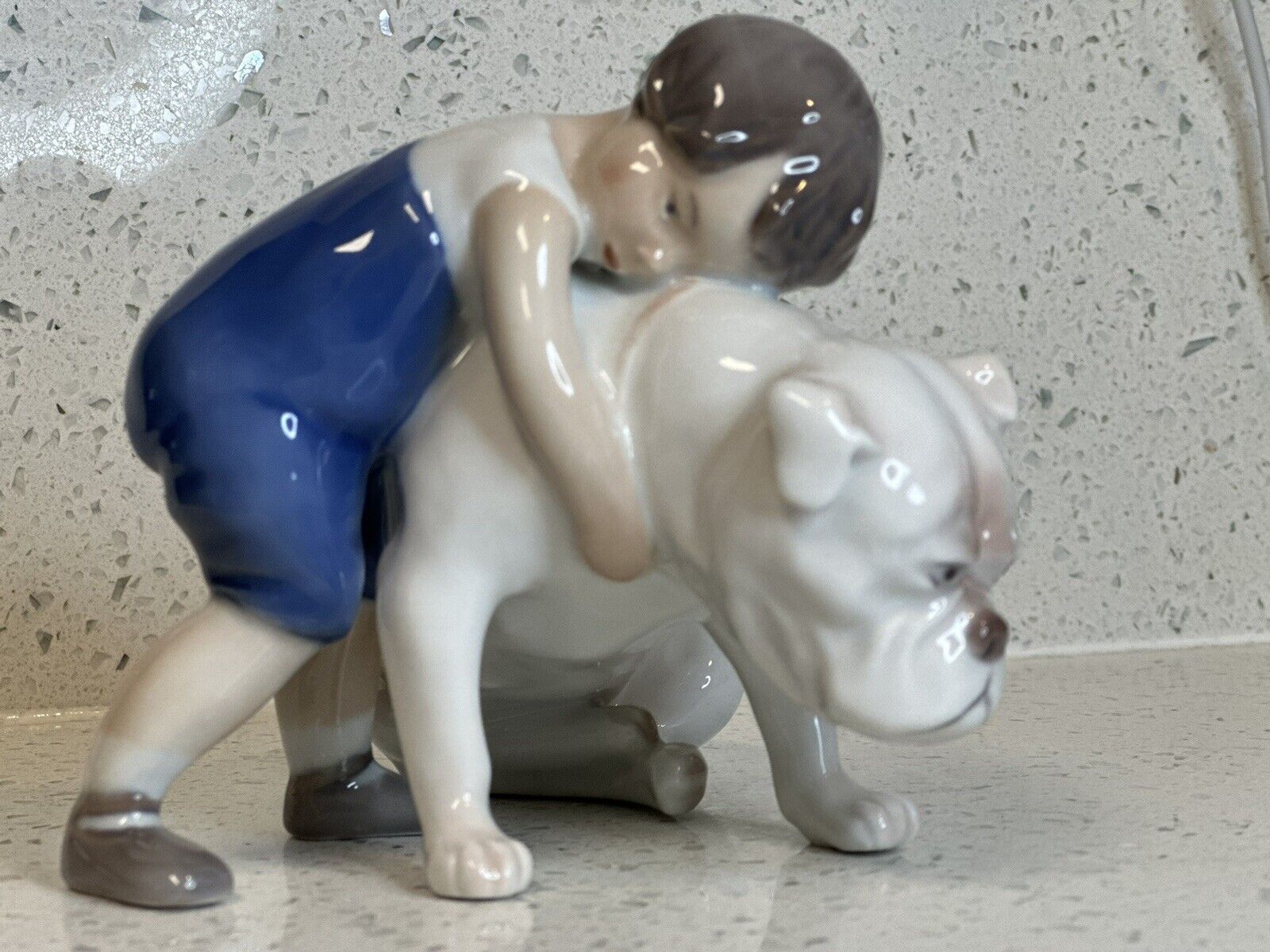 Vintage Bing & Grondahl Two Friends Boy With Bulldog Porcelain Figurine #1790