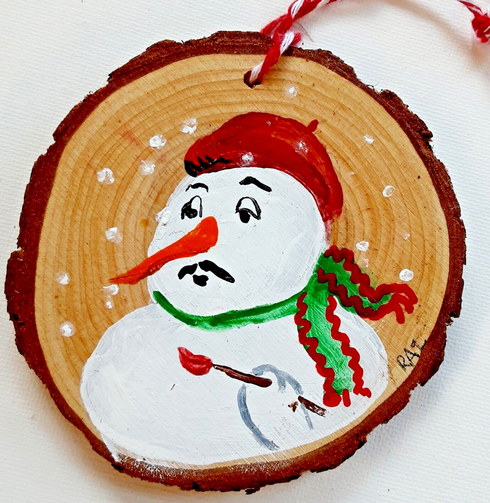 Snowman Ornament FRENCH PAINTER Christmas Whimsical MCM Style rzzart