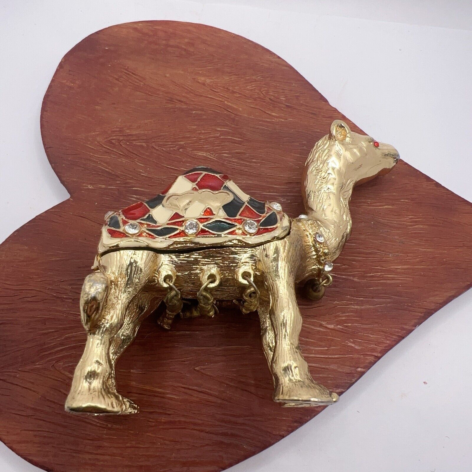Vintage Monet? Stand Up Metal Animals Camel Trinket Box-in Gold Tone