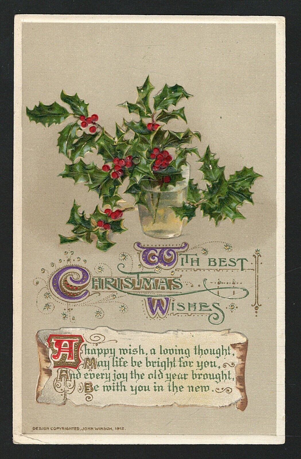 Postcard Christmas Santa Claus Vignette Reverse 1912 John Winsch Made in Germany