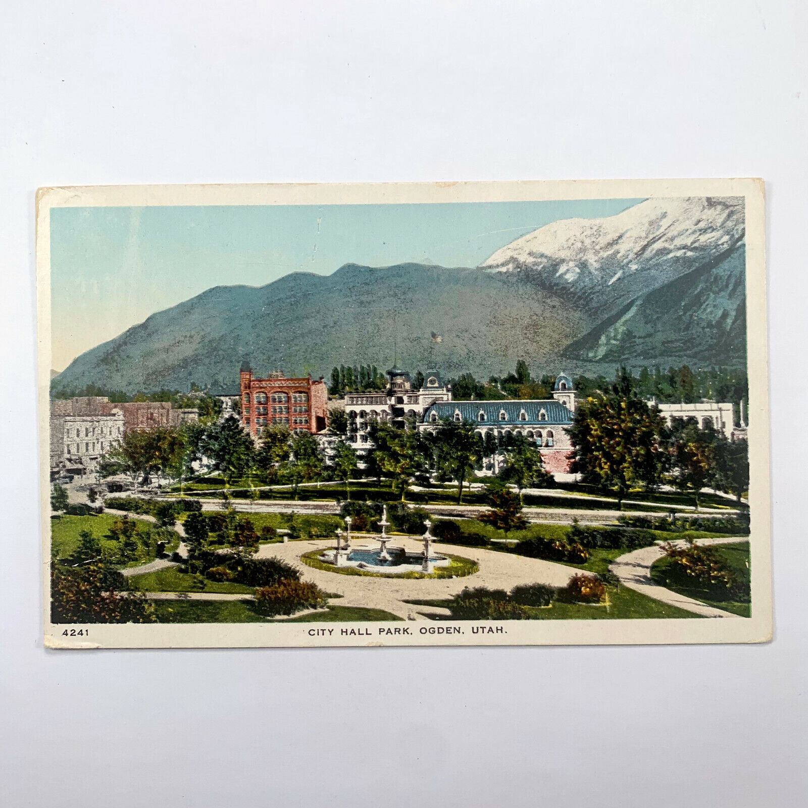 Postcard Utah Ogden UT City Hall Park 1930s Unposted White Border