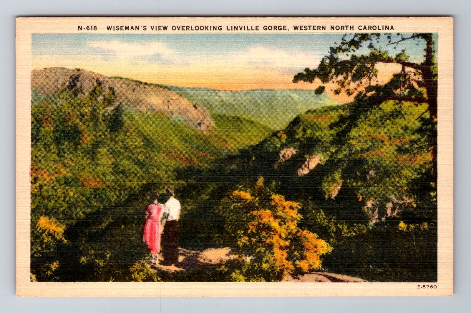 Linville Gorge NC-North Carolina, Wiseman's View, Gorge, Vintage Postcard