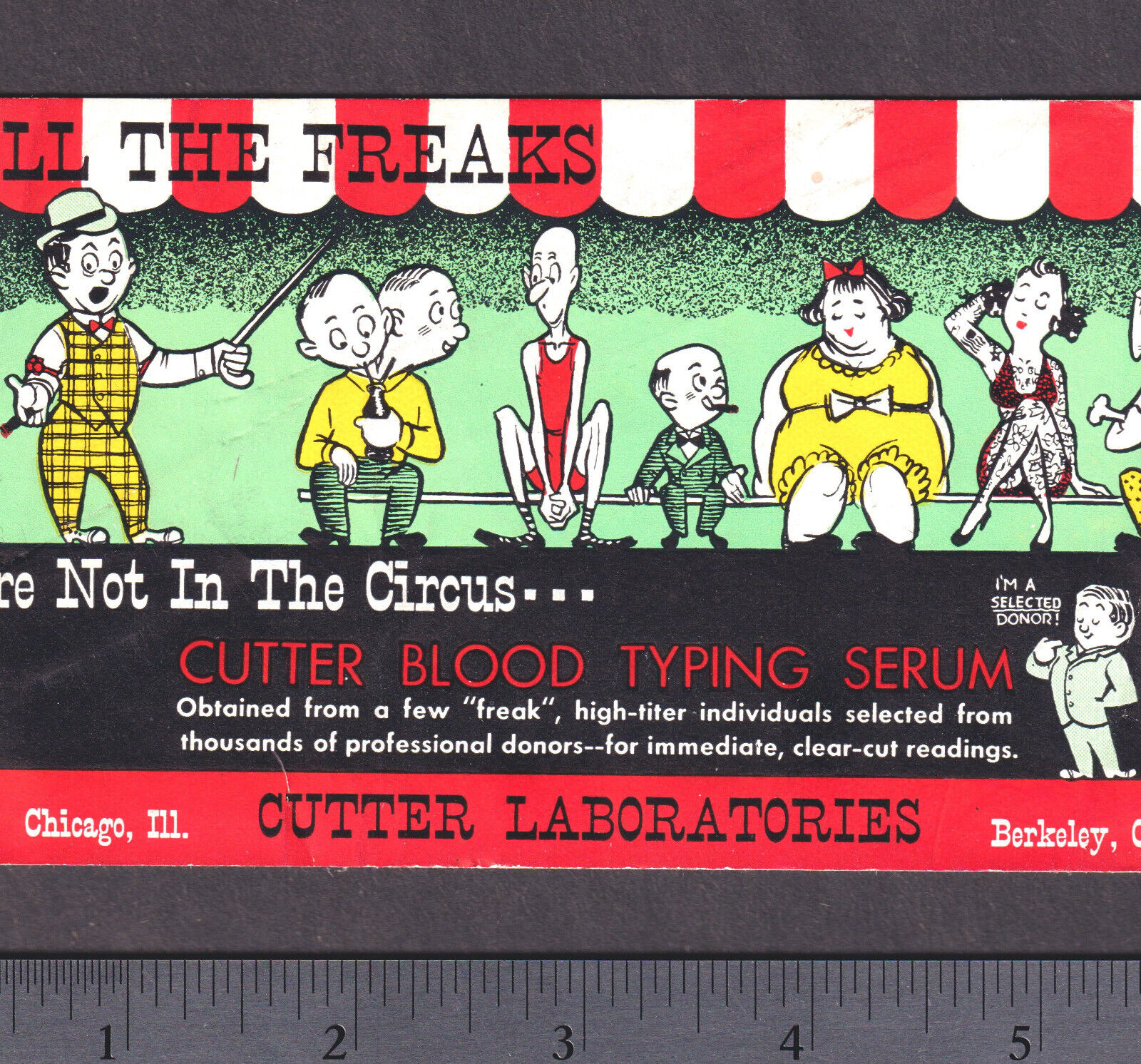 Blood Circus Freak Show Berkeley California Cutter Laboratory Serum Tattoo Card