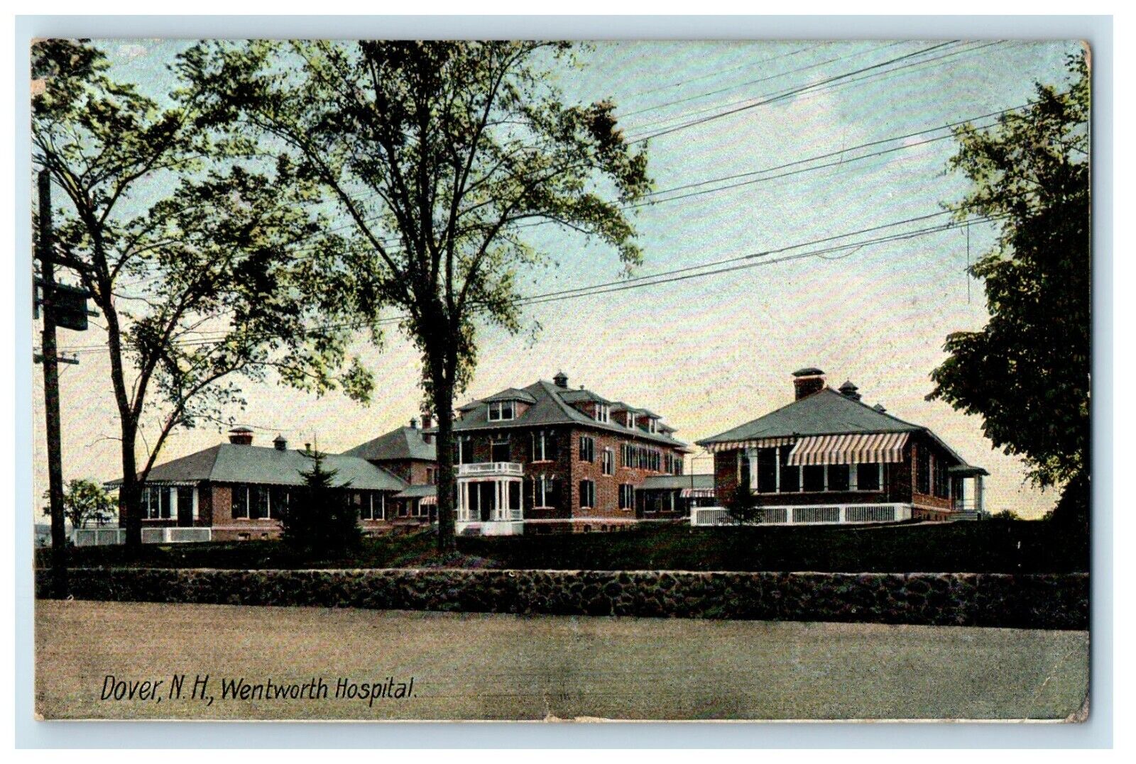 c1910\'s Dover NH, Wentworth Hospital Building Street View Antique Postcard